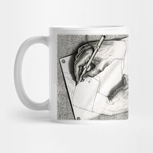 Two Hands Drawing Xilography Mug